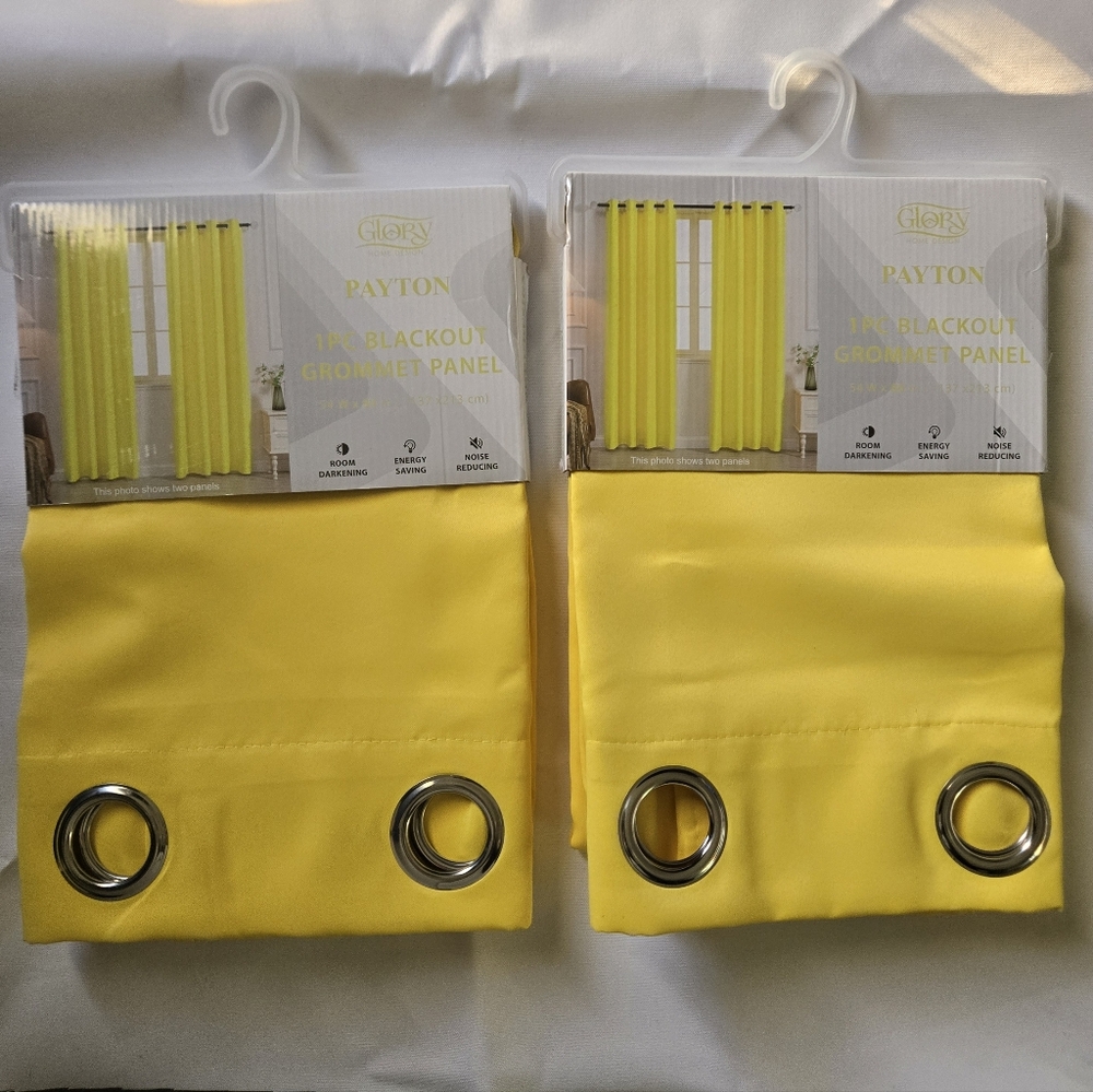 NEW] (2) Glory Home Design Yellow Silver Gommet Blackout Curtains